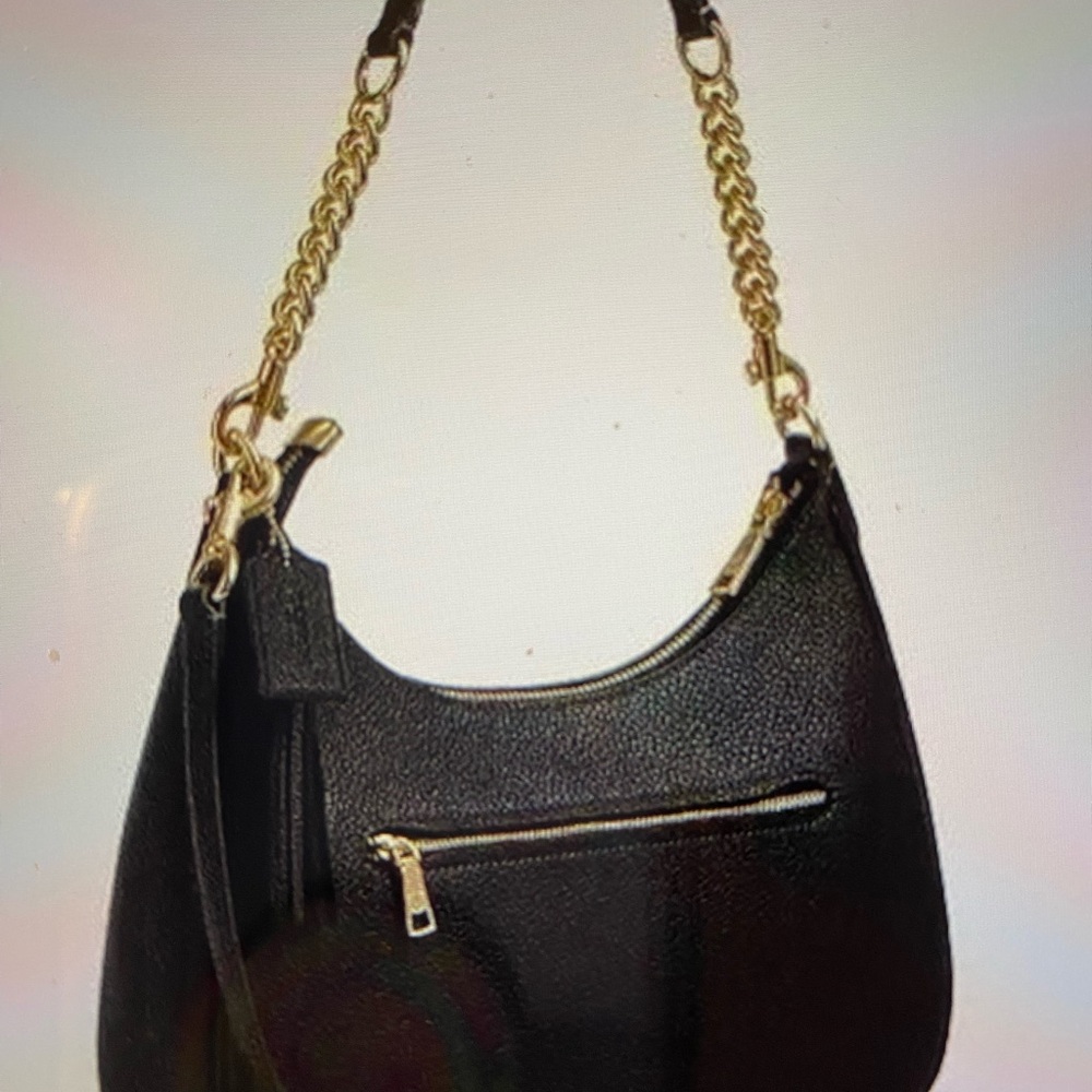 Coach Black Leather Bag with Gold Accents - Picture 5 of 7